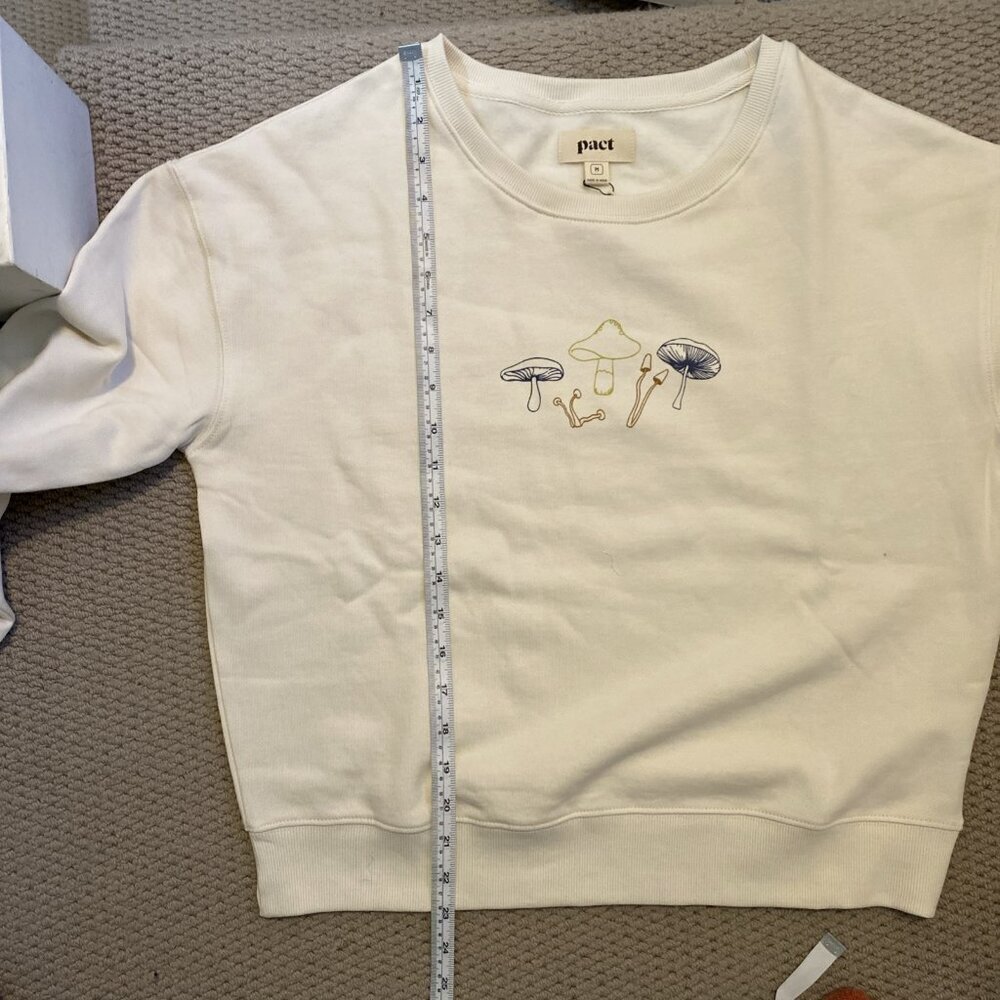 NEW PACT Med 100% Organic Cotton Baby Bellas Mushroom Cream Slouchy Sweatshirt - Picture 7 of 8